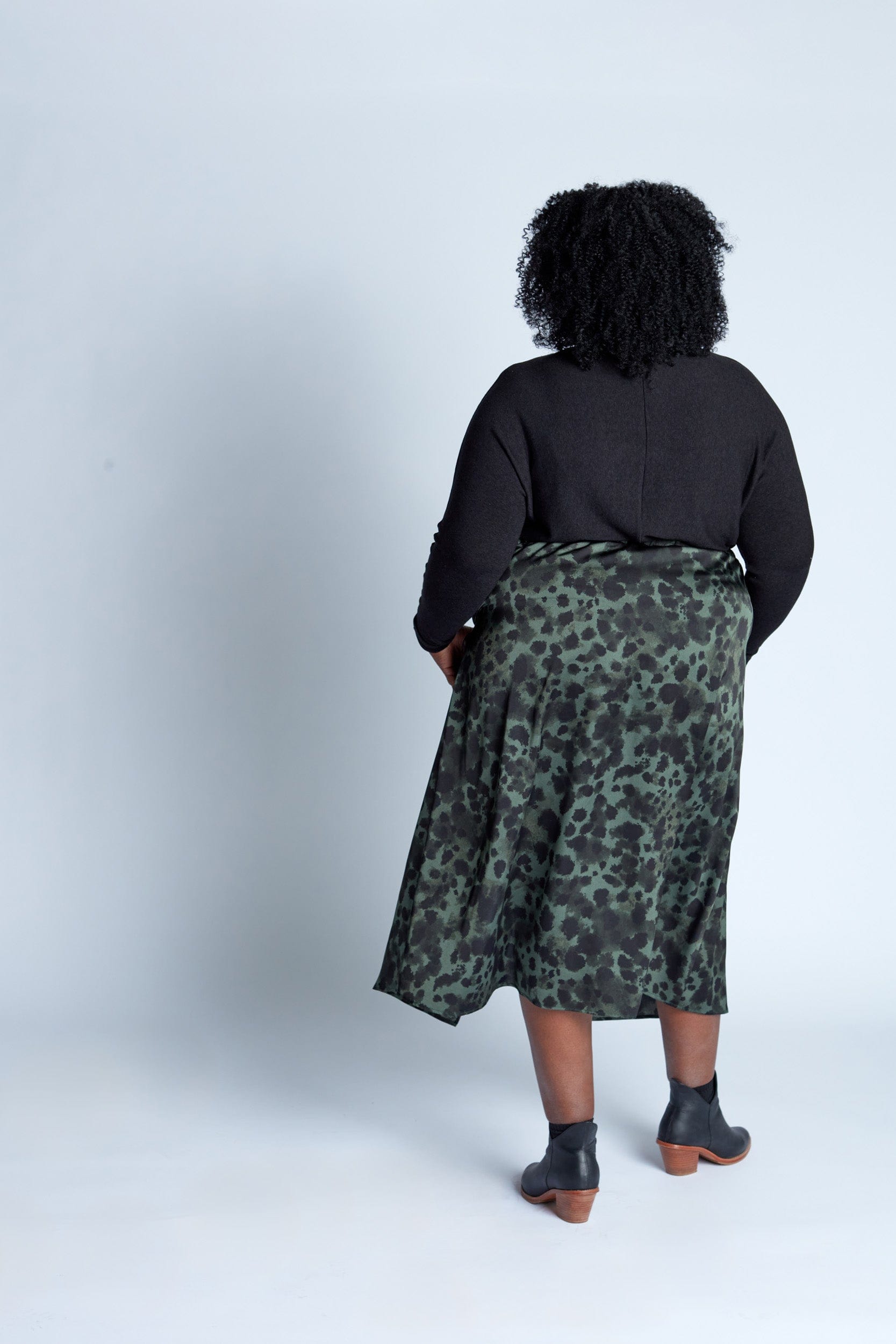 Satin Skirt in Lush Splatter Print