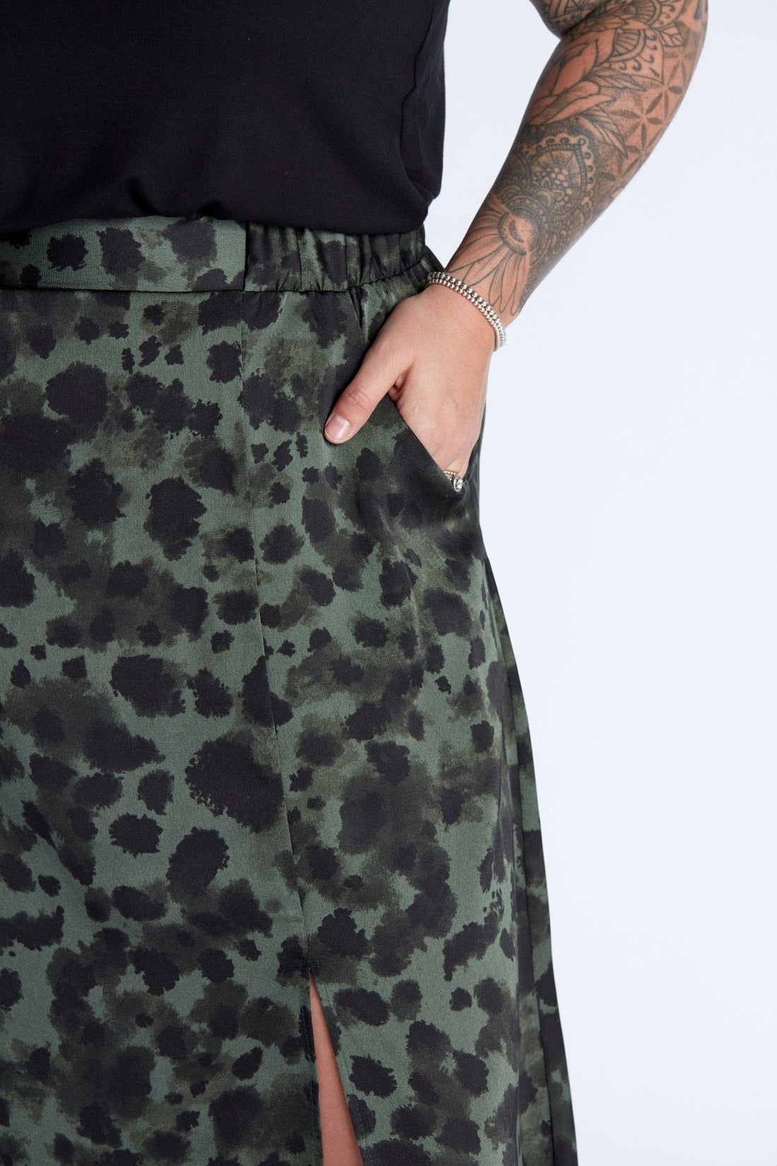 Satin Skirt in Lush Splatter Print