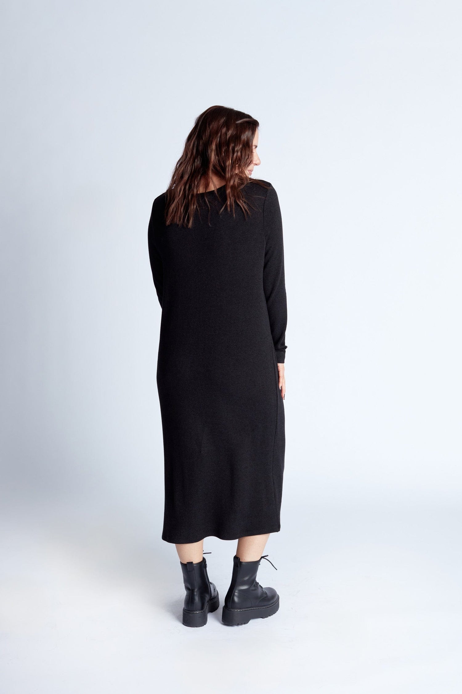 Column Knit Sweater Dress in Onyx