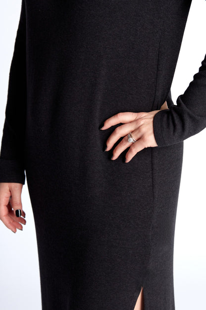 Column Knit Sweater Dress in Onyx