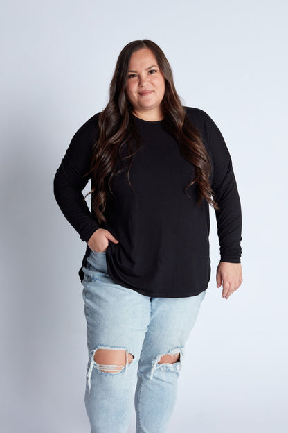 Bamboo Relaxed Long Sleeve in Onyx