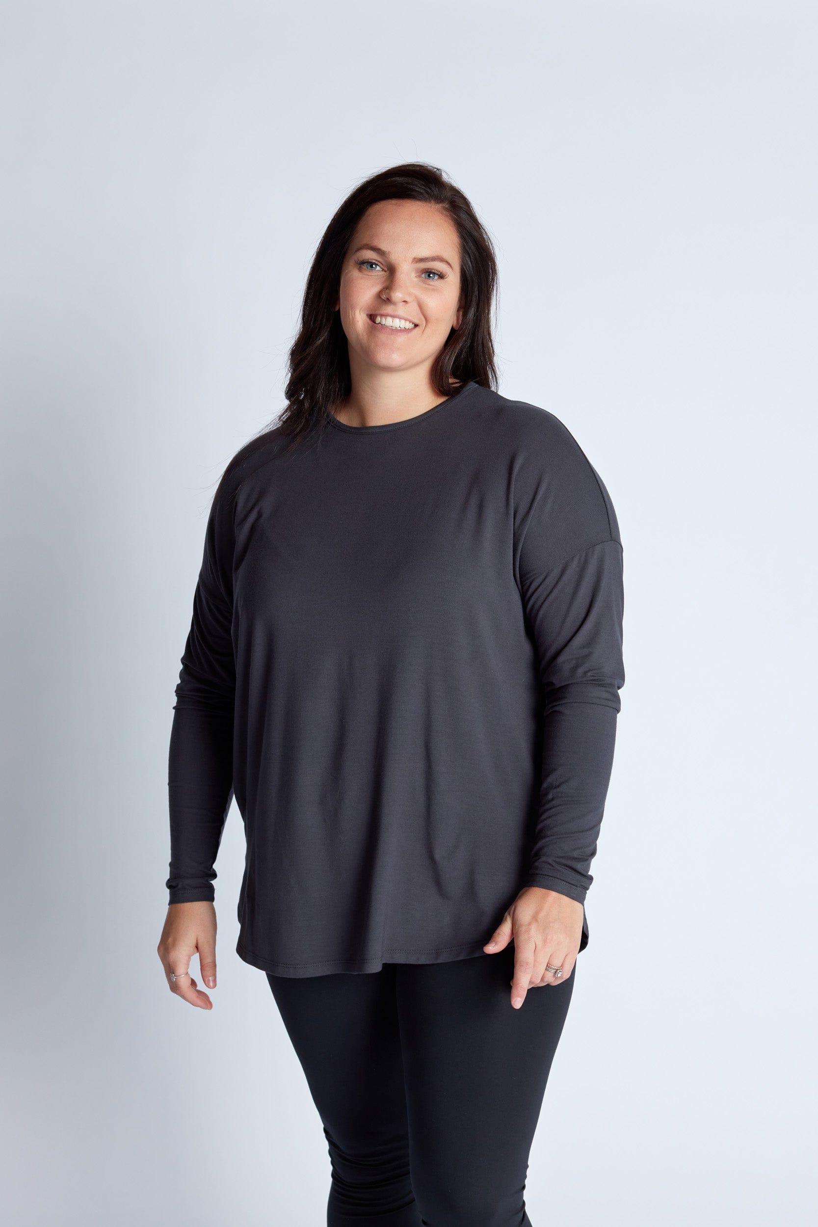 Bamboo Relaxed Long Sleeve in Stone