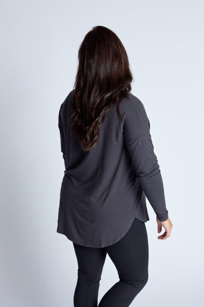 Bamboo Relaxed Long Sleeve in Stone