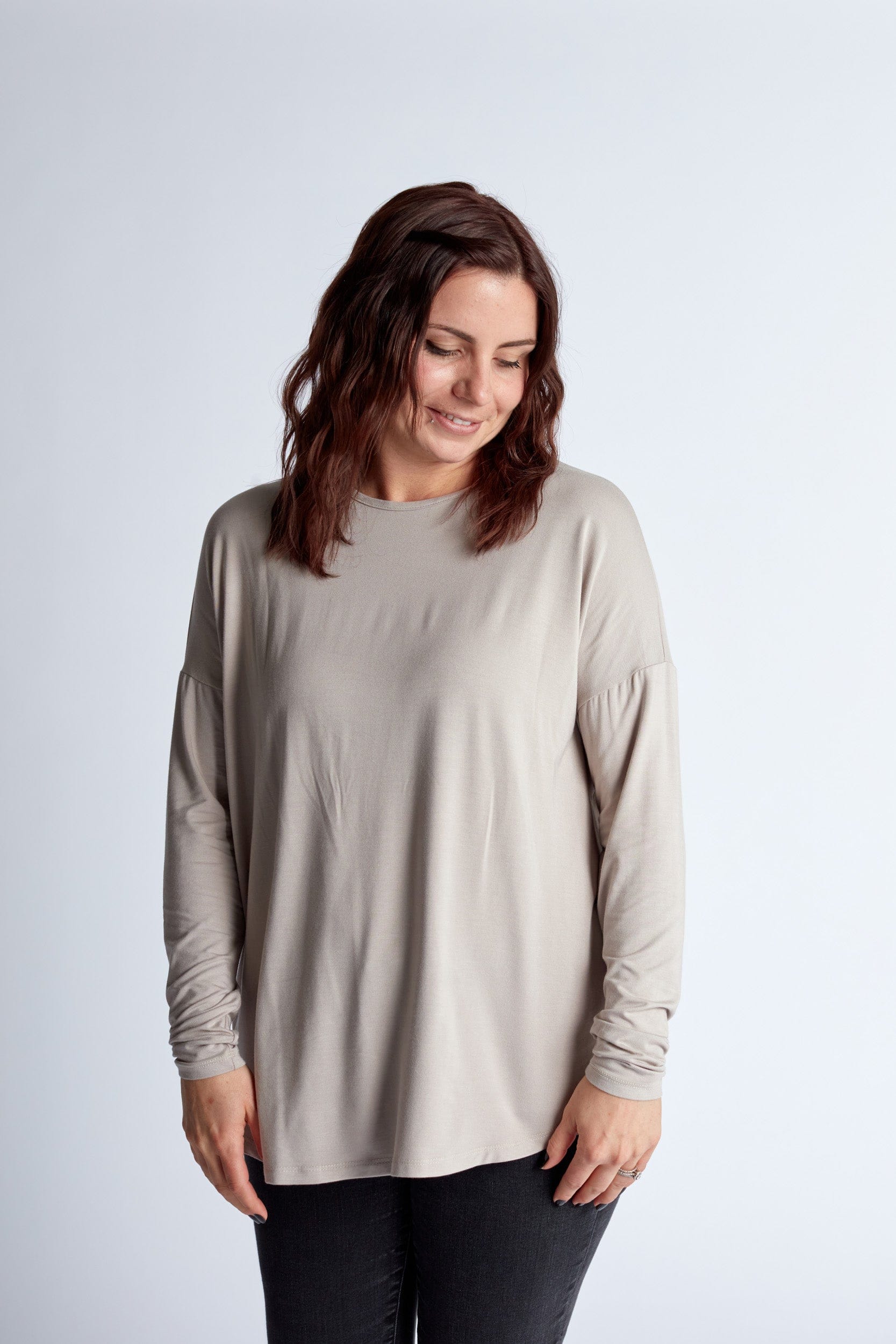 Bamboo Relaxed Long Sleeve in Fossil