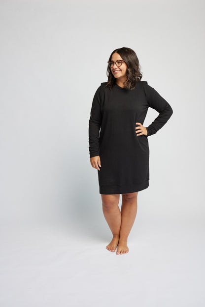 Crew Sweater Dress in Onyx