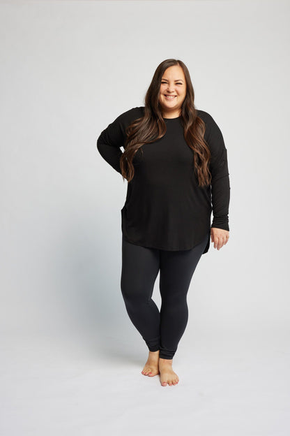 Bamboo Relaxed Long Sleeve in Onyx