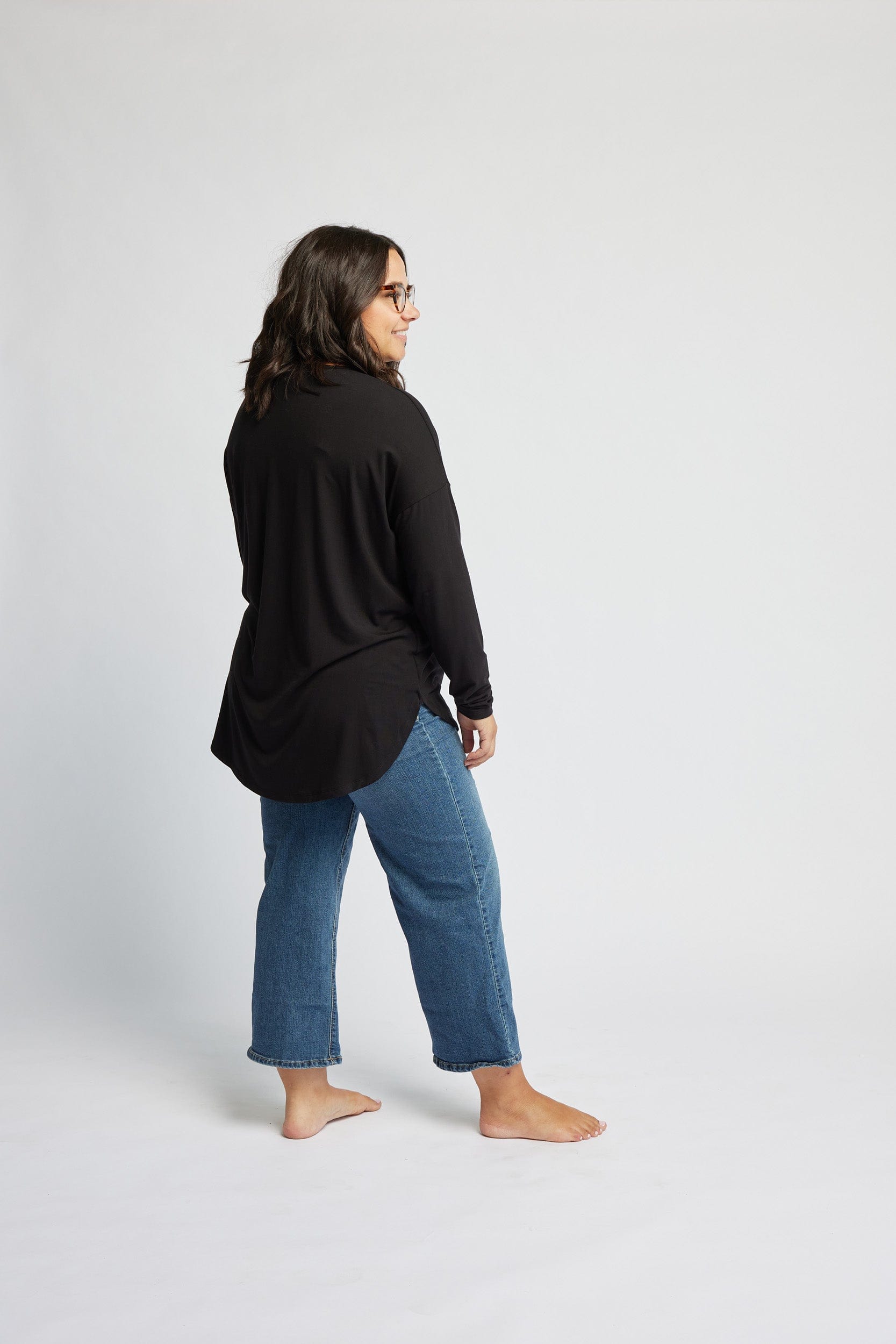 Bamboo Relaxed Long Sleeve in Onyx