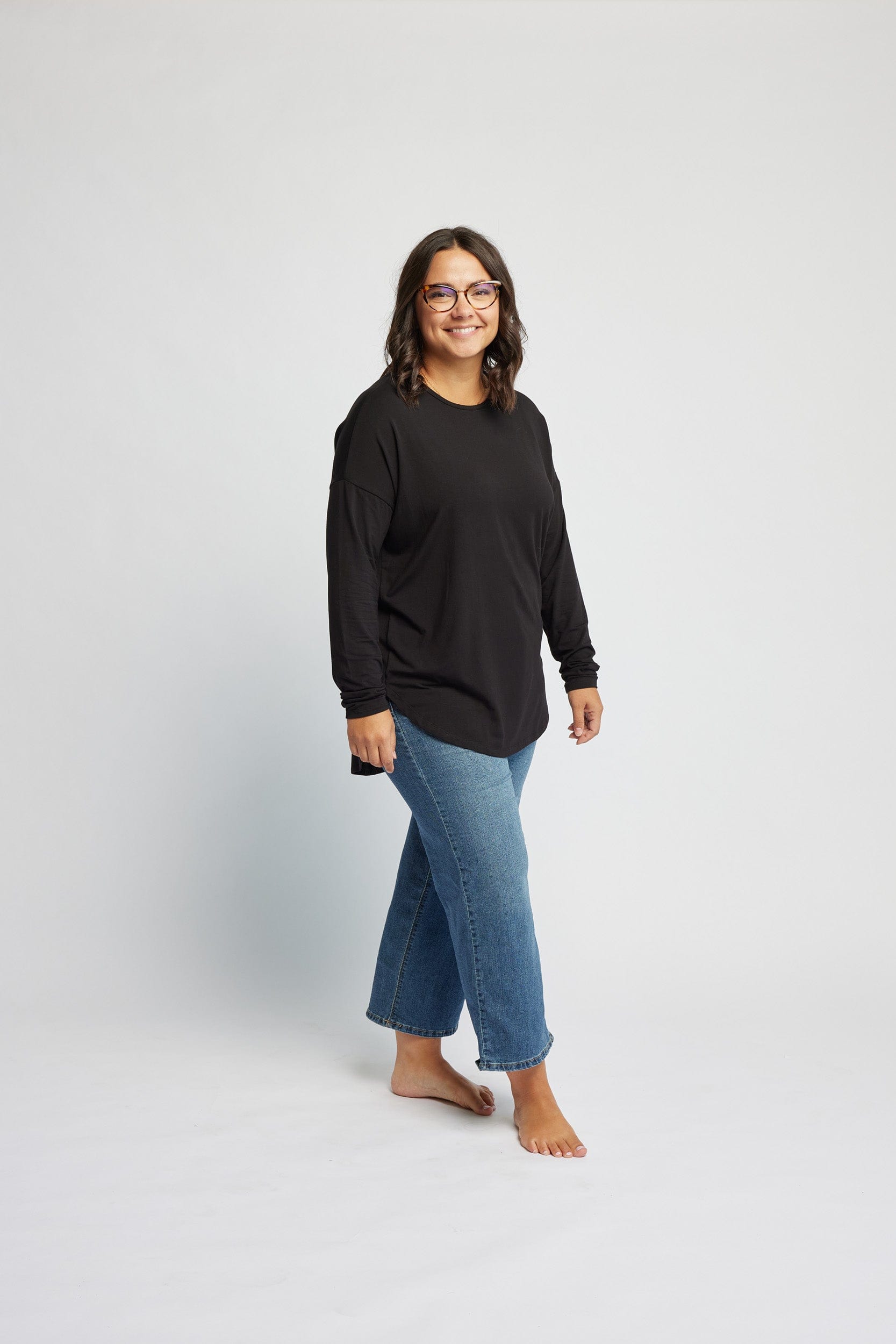 Bamboo Relaxed Long Sleeve in Onyx