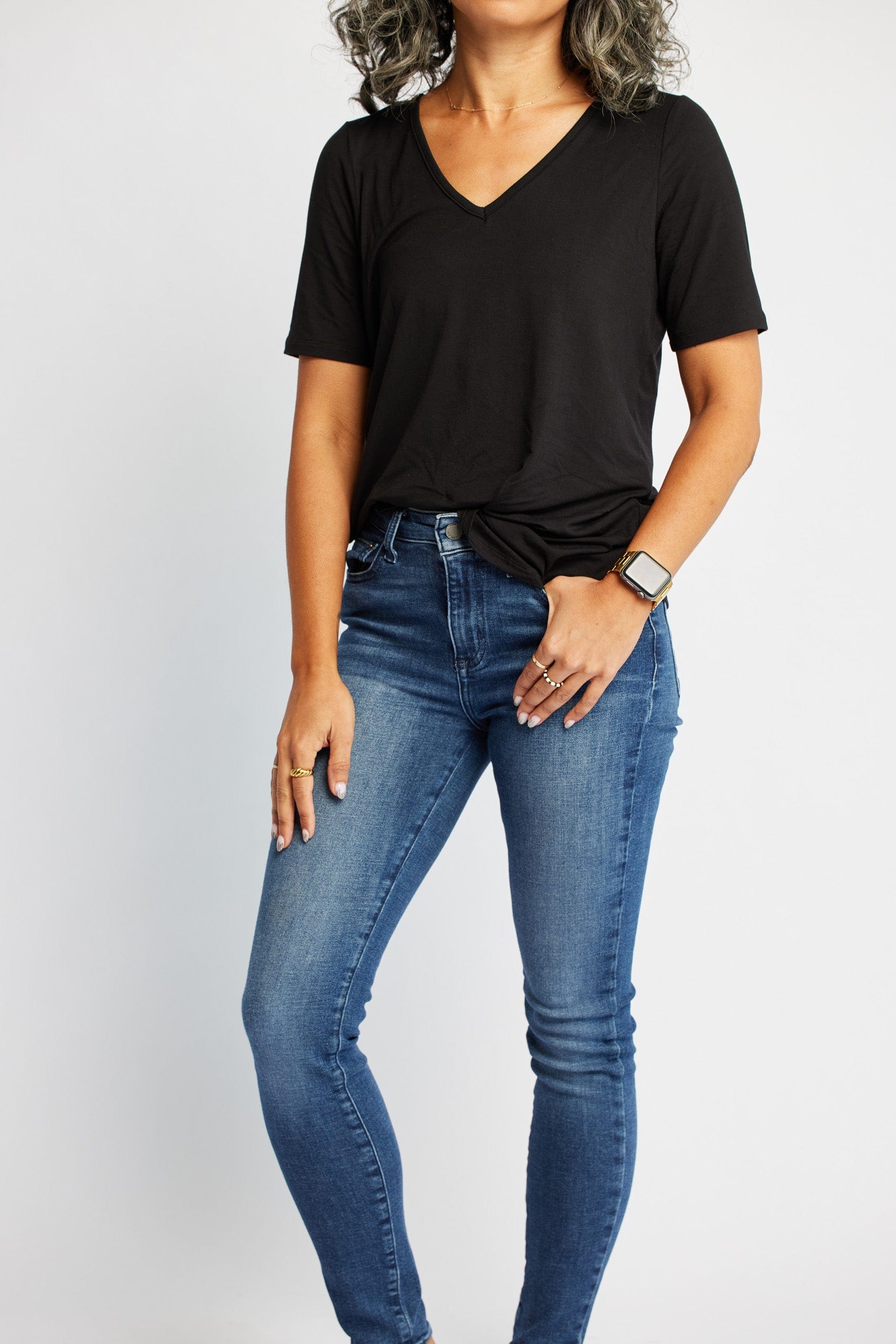 V-Neck Tee in Onyx