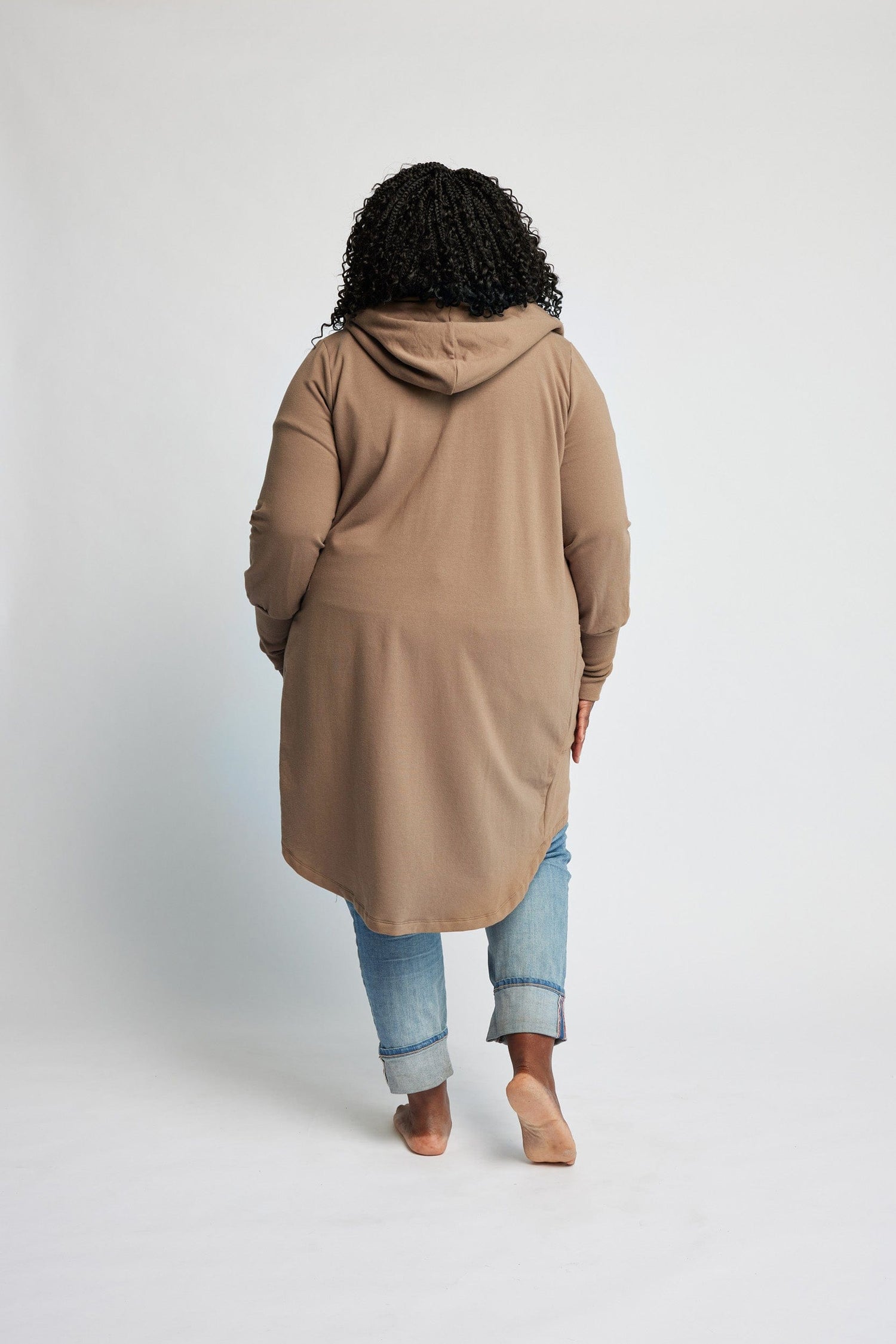 Bamboo Fleece Hooded Car Coat in Bisque