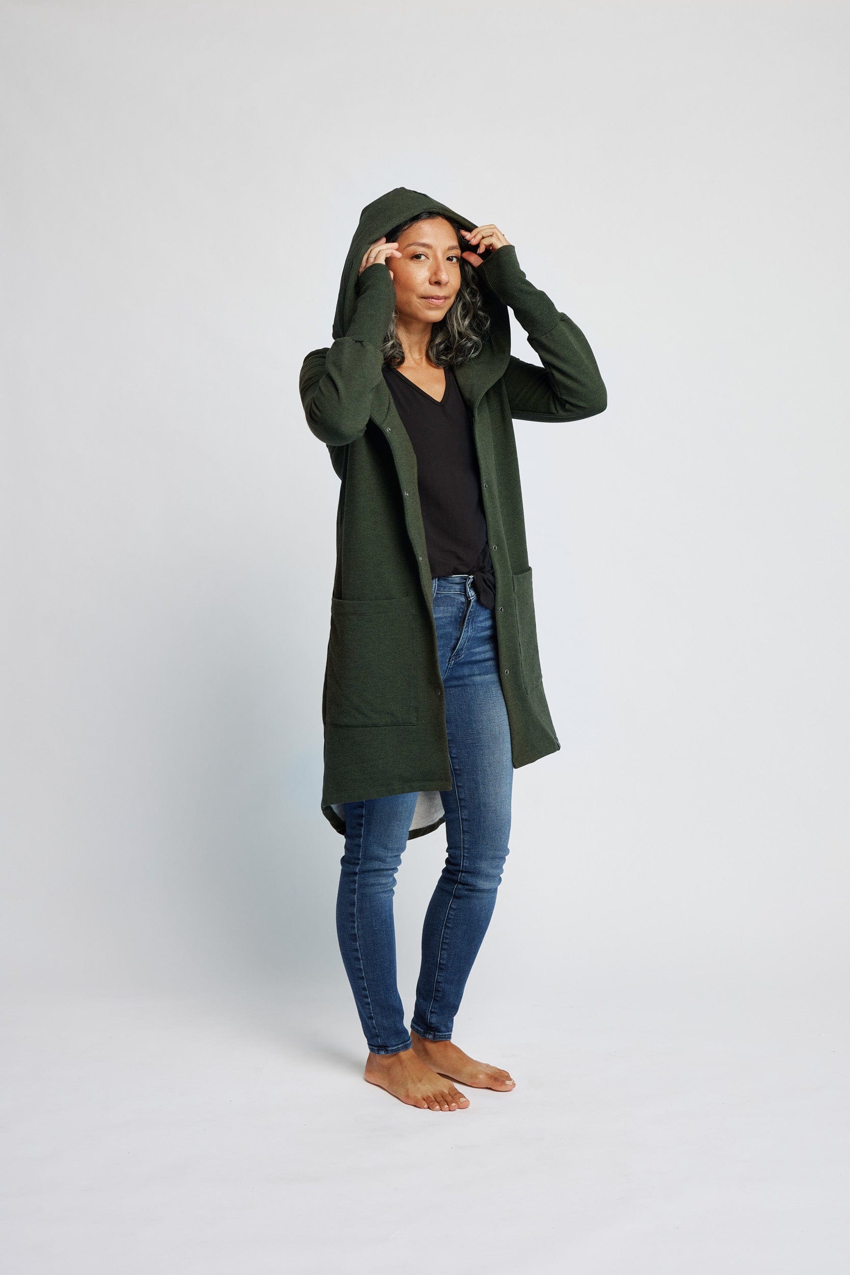 Bamboo Fleece Hooded Car Coat in Forest