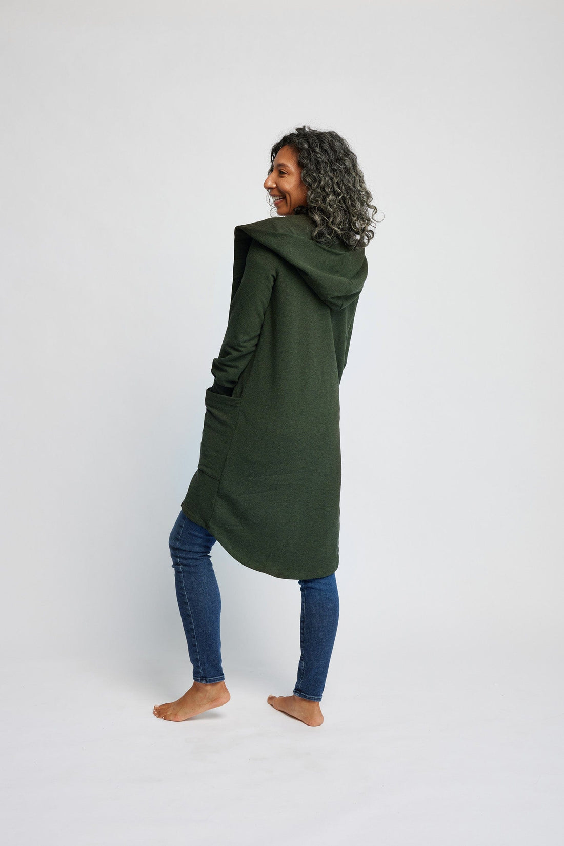 Bamboo Fleece Hooded Car Coat in Forest