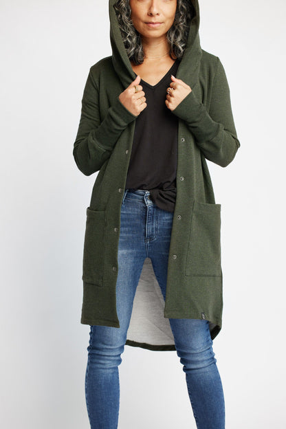 Bamboo Fleece Hooded Car Coat in Forest