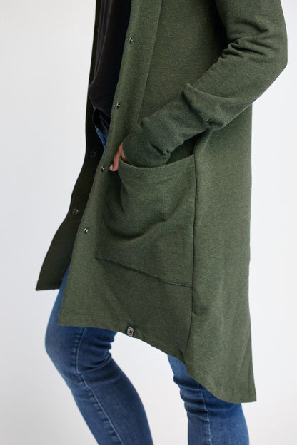 Bamboo Fleece Hooded Car Coat in Forest