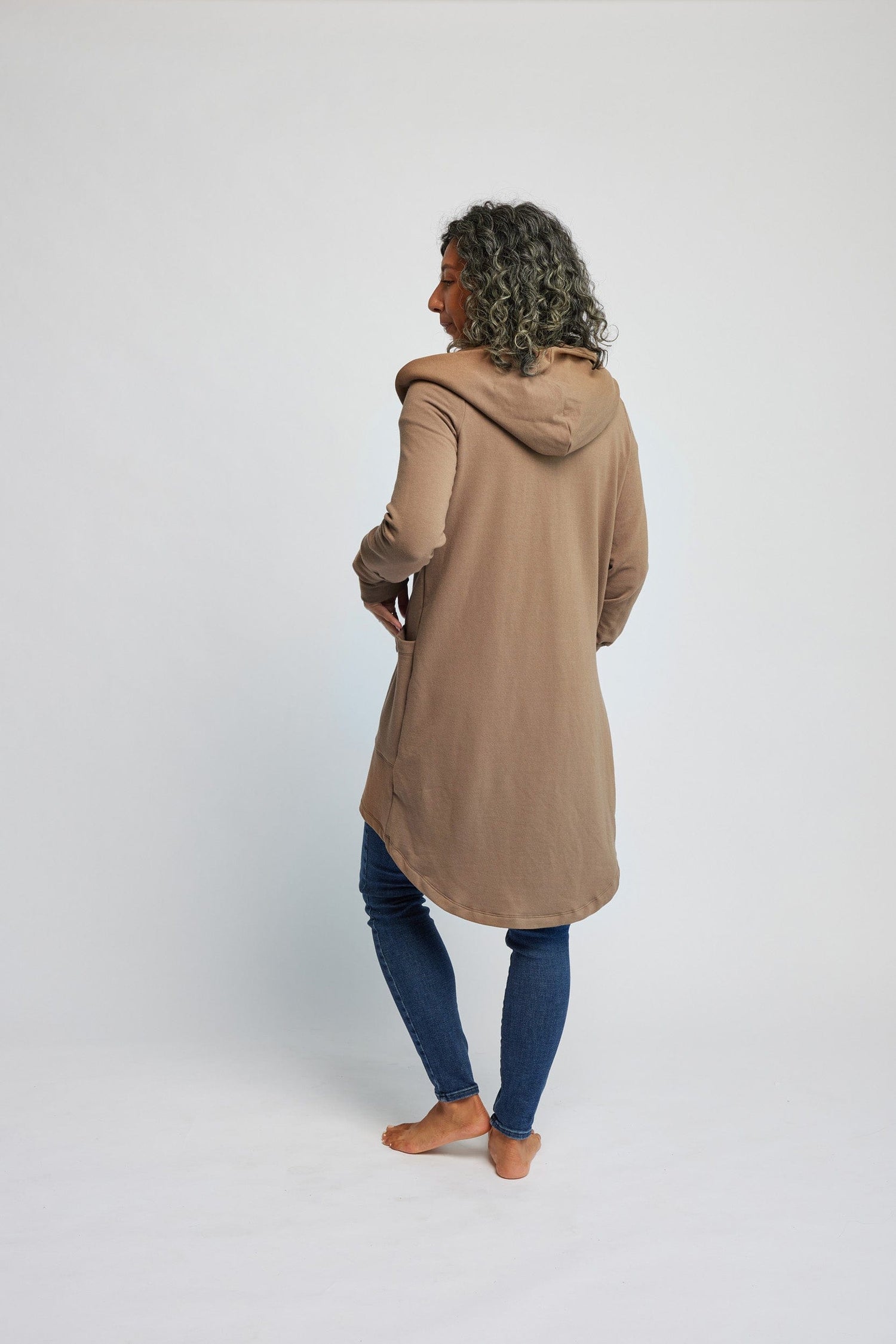 Bamboo Fleece Hooded Car Coat in Bisque