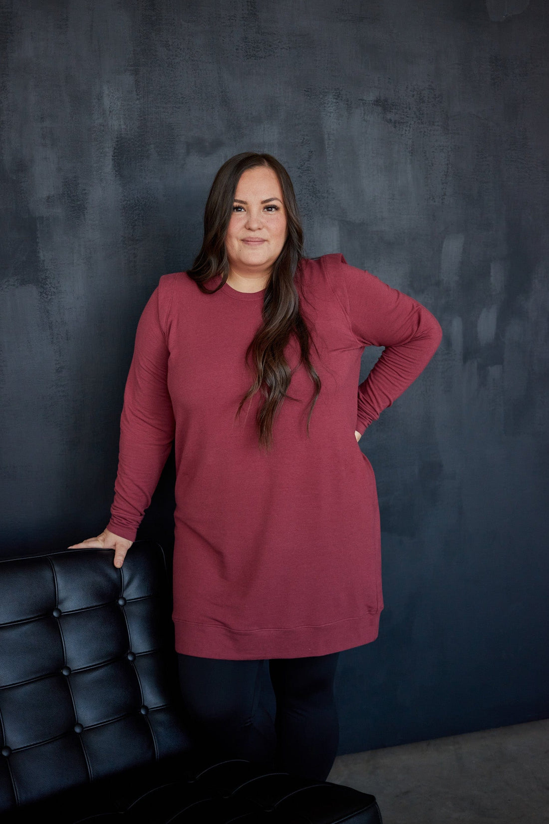 Crew Sweater Dress in Cranberry