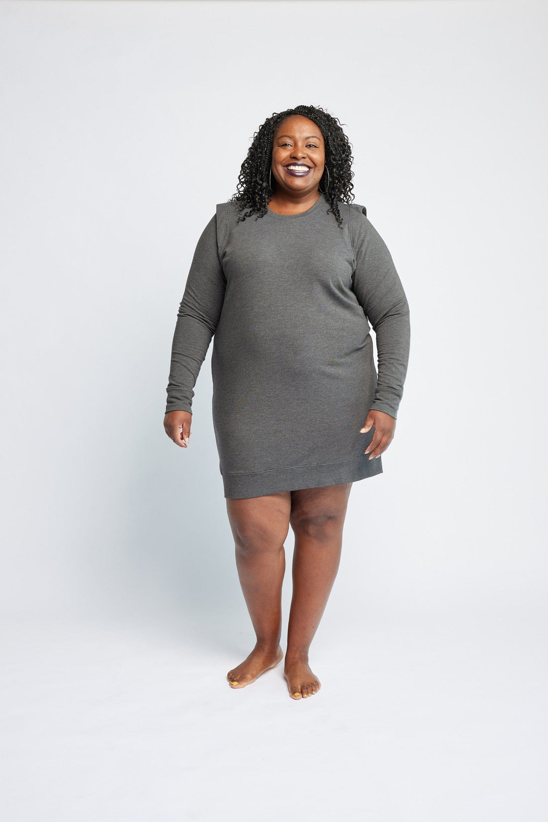 Crew Sweater Dress in Charcoal