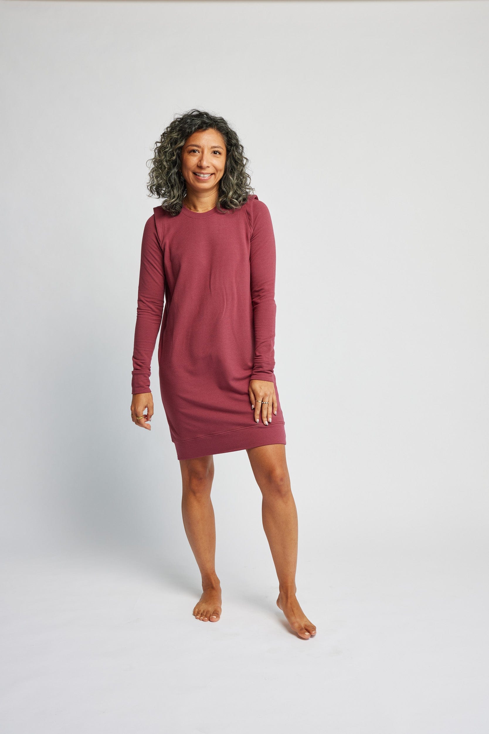 Crew Sweater Dress in Cranberry