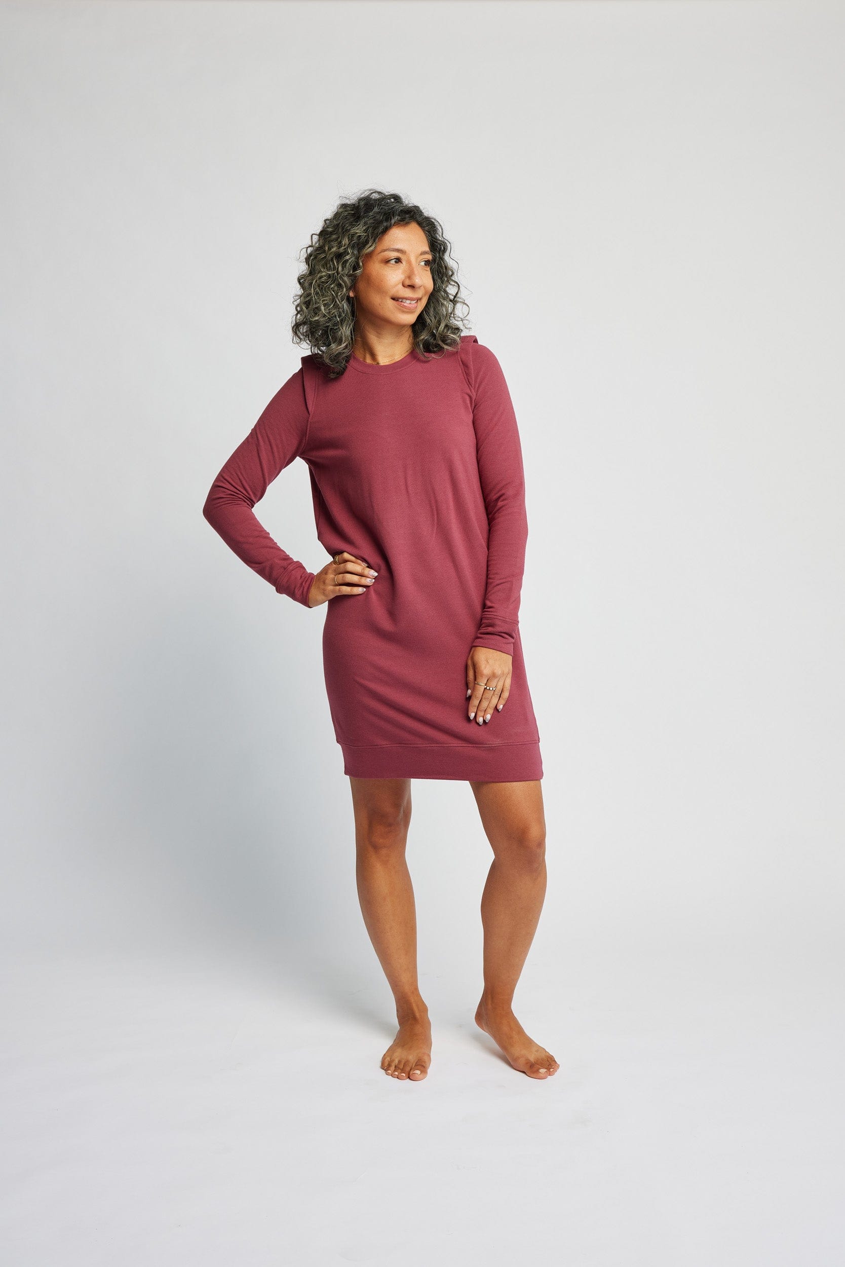 Crew Sweater Dress in Cranberry