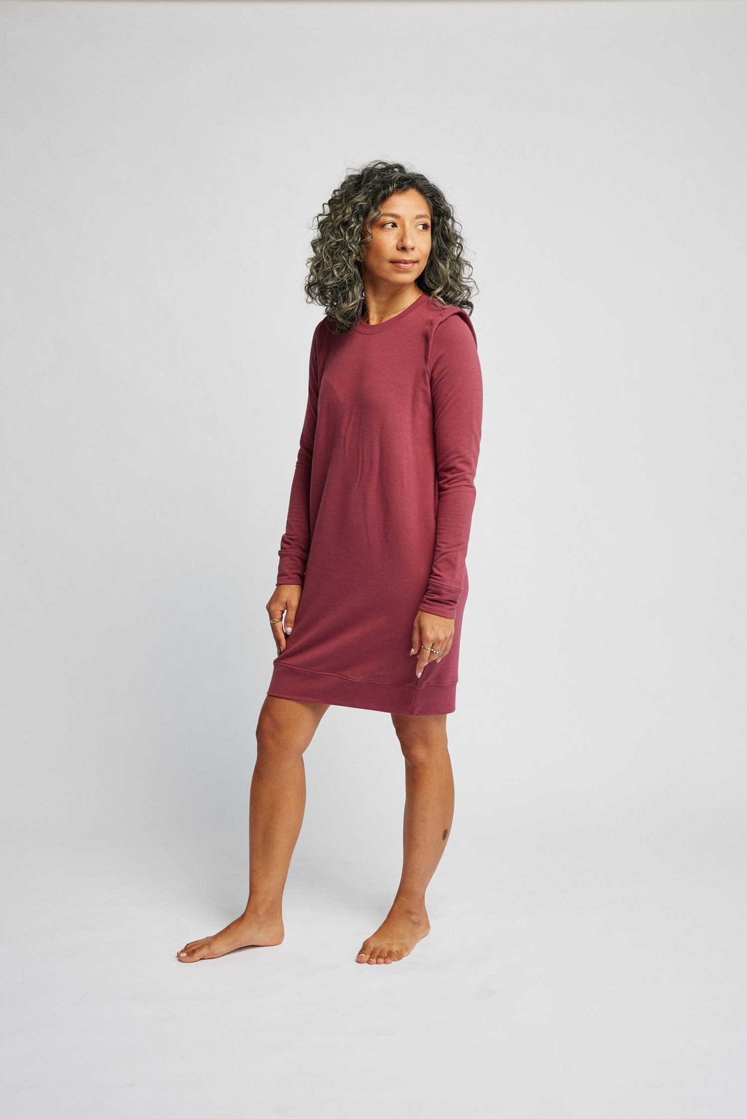 Crew Sweater Dress in Cranberry