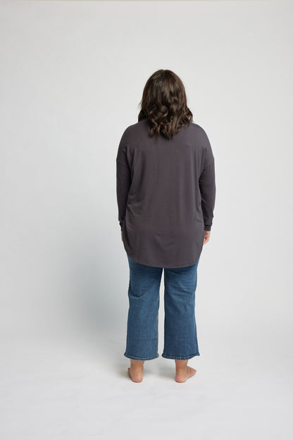 Bamboo Relaxed Long Sleeve in Stone