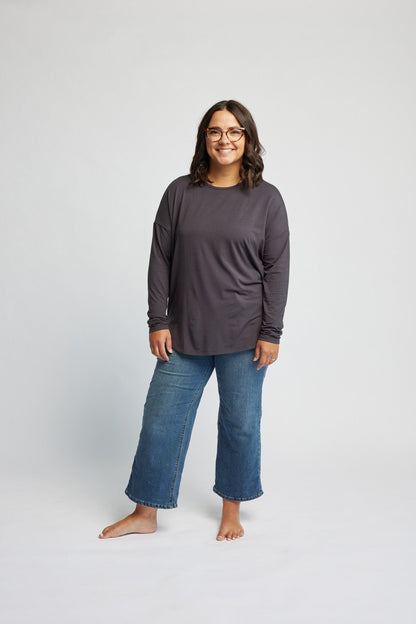 Bamboo Relaxed Long Sleeve in Stone