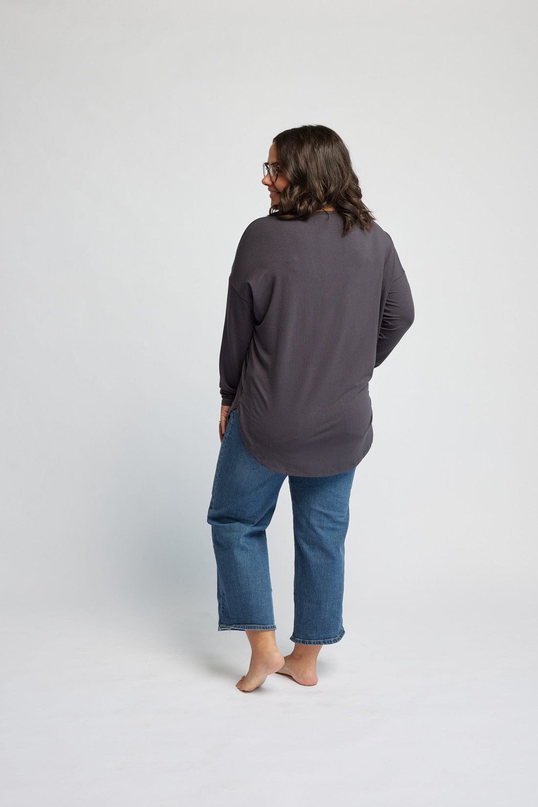 Bamboo Relaxed Long Sleeve in Stone