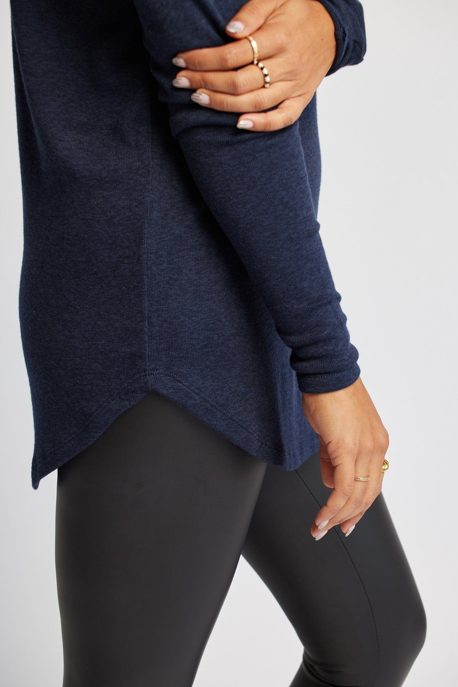 Knit V-Neck Sweater in Navy