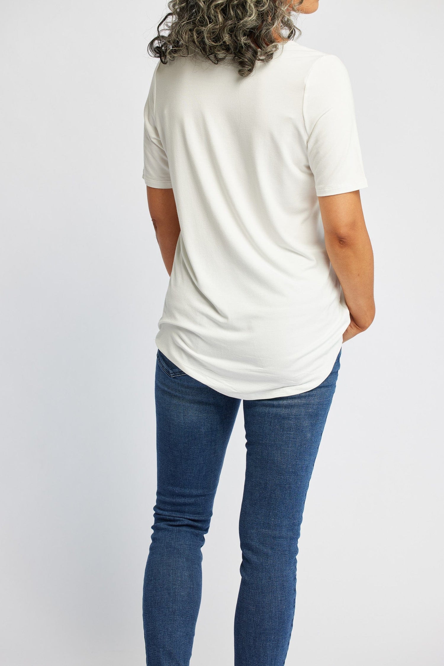 V-Neck Tee in Bone