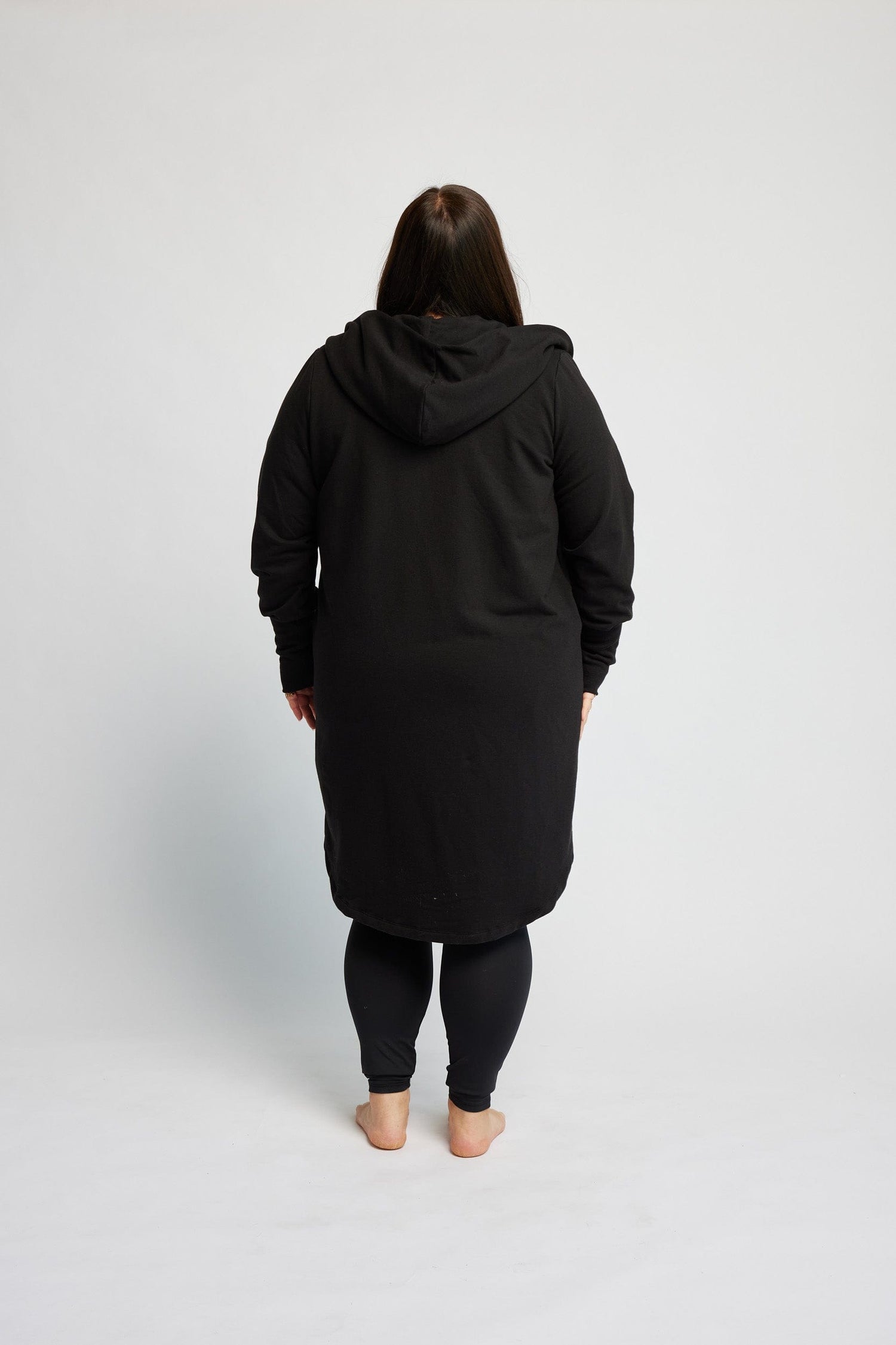 Bamboo Fleece Hooded Car Coat in Onyx