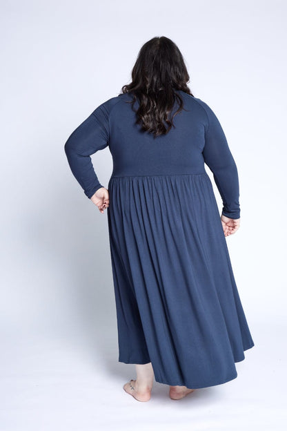 Mock Neck Midi Dress in Midnight