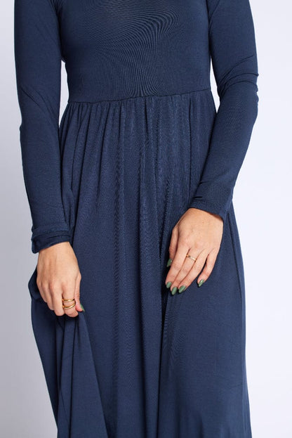 Mock Neck Midi Dress in Midnight