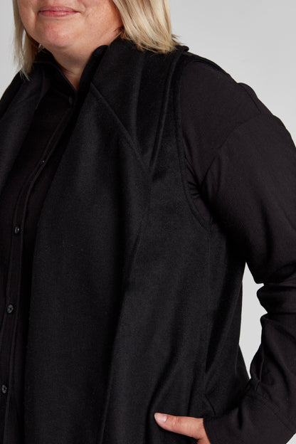 Wool Cowl Vest in Black