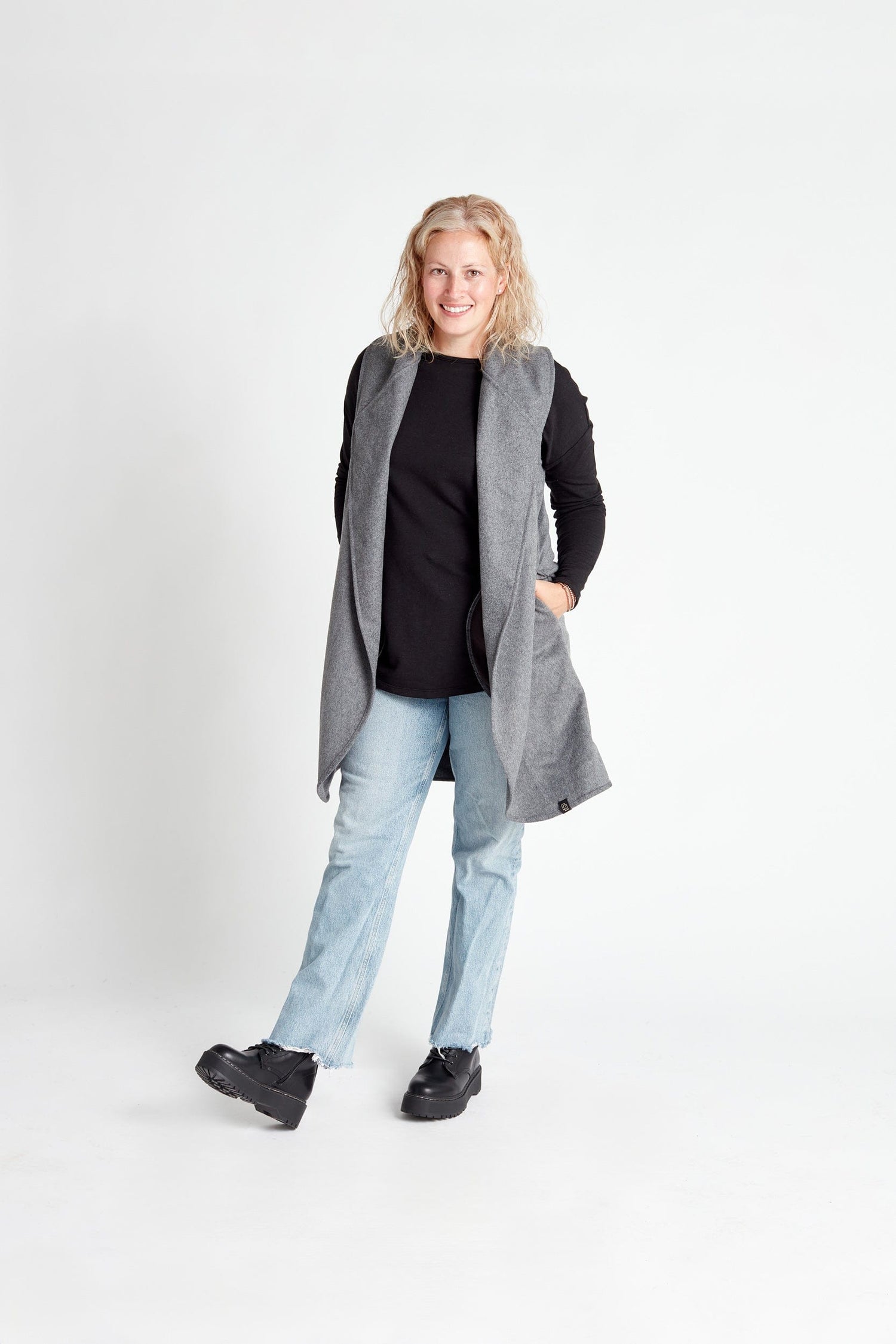 Wool Cowl Vest in Heather Grey