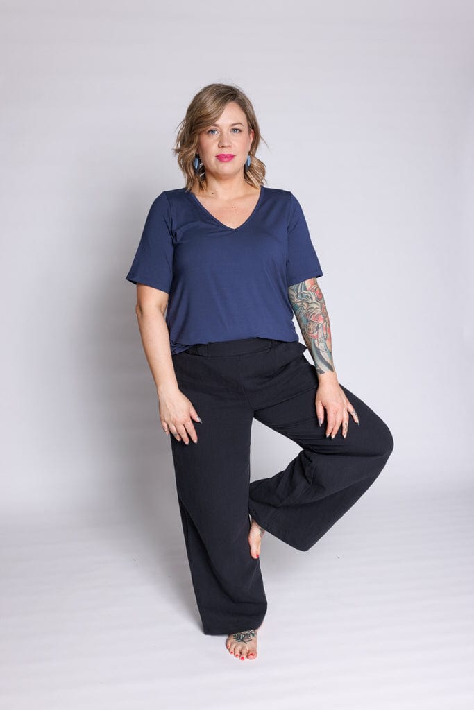 Linen Wide Leg Trouser in Pepper