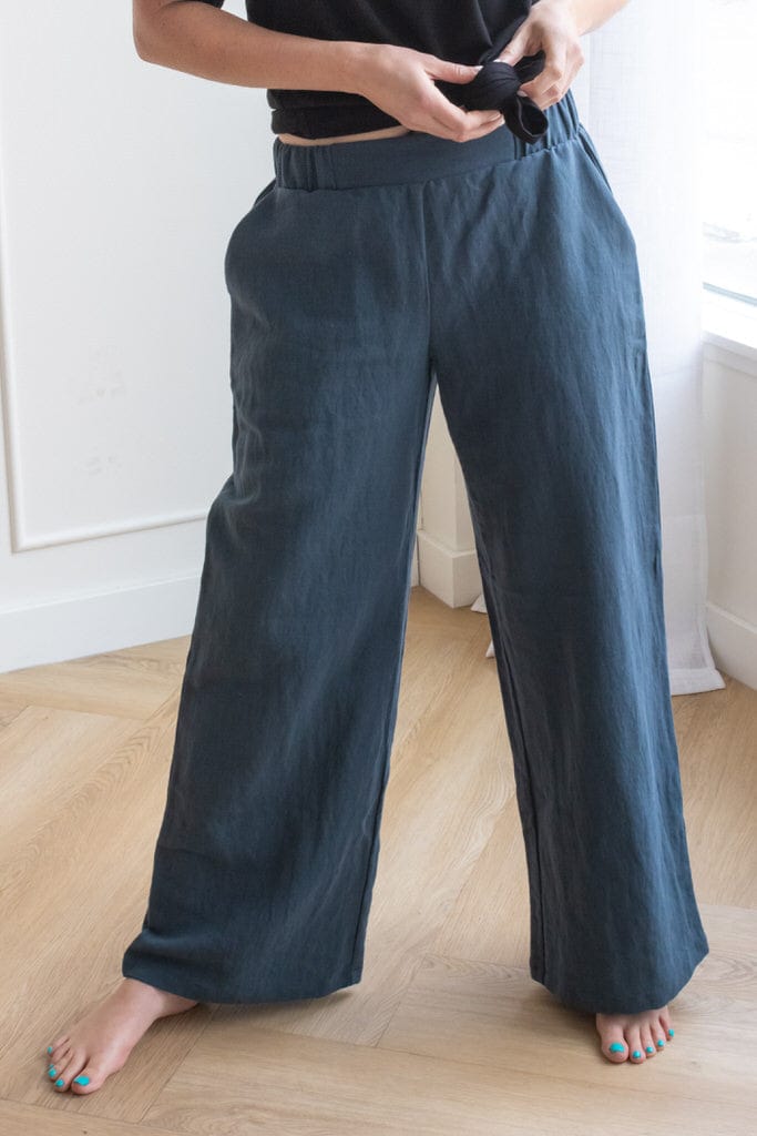 Linen Wide Trouser in Ocean