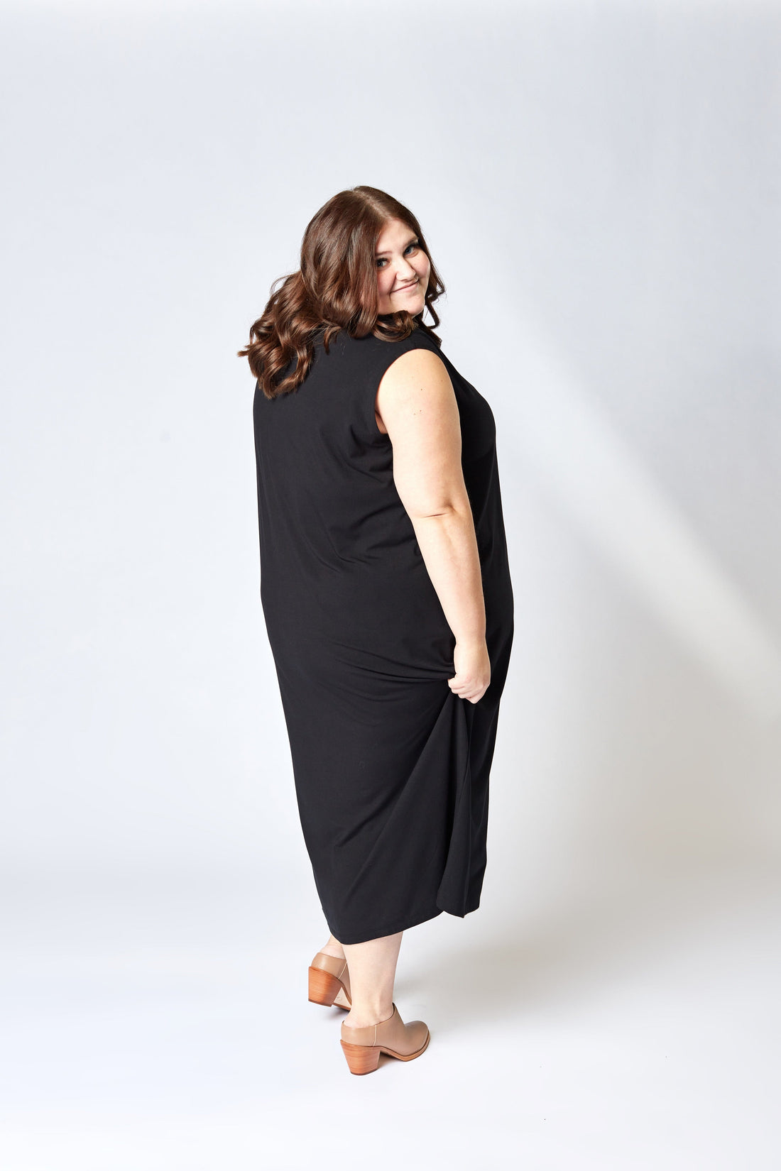 Column Midi Dress in Onyx