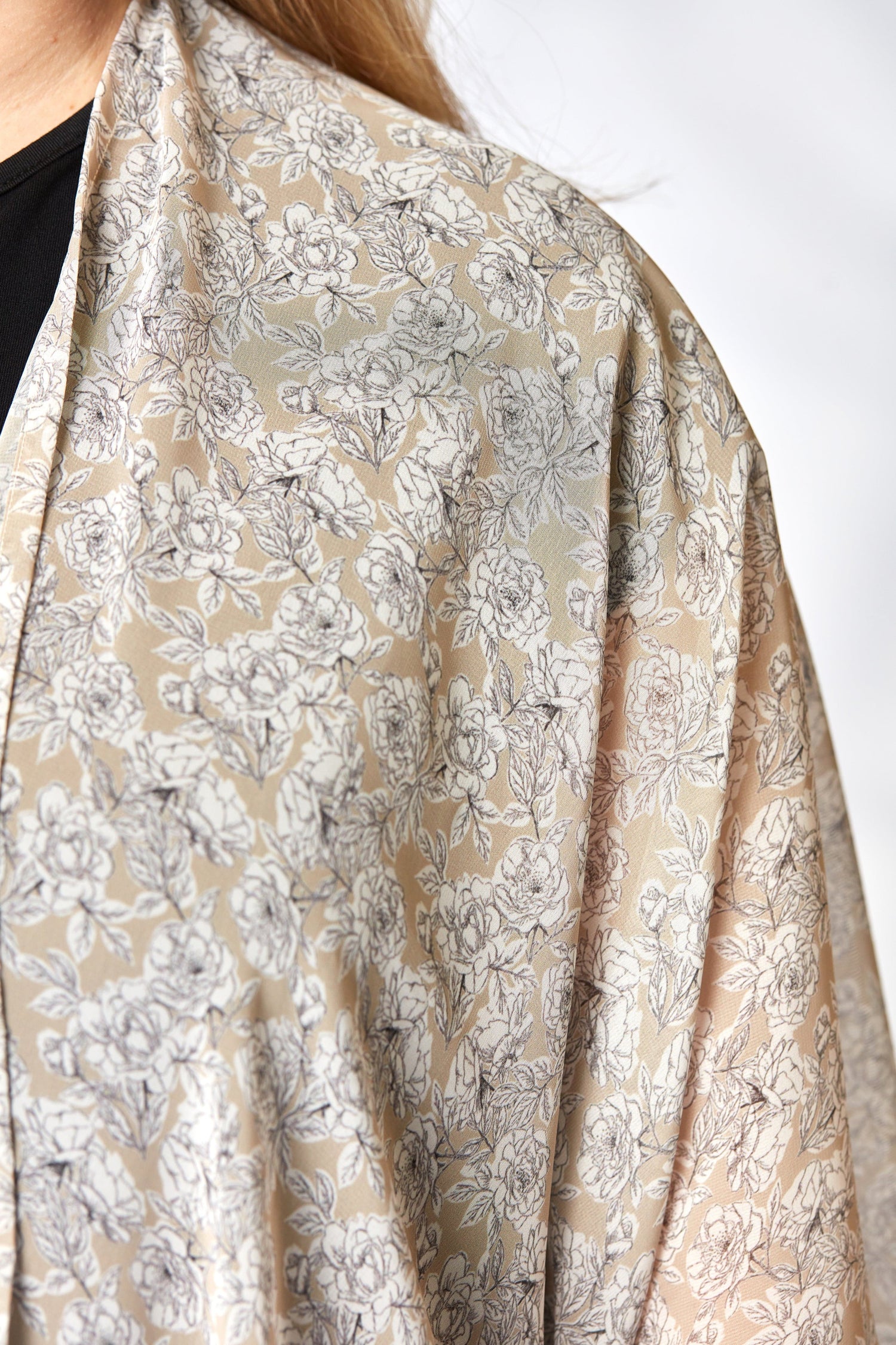 Chiffon Shawl in Taupe Floral
